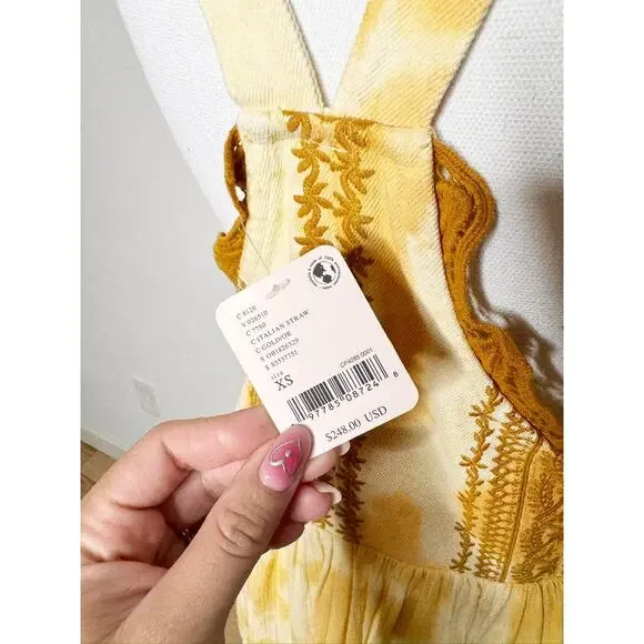 NWT Free People Bali Devon Skirtall Tie Dye Maxi Dress In Italian Straw Size XS - Picture 7 of 10